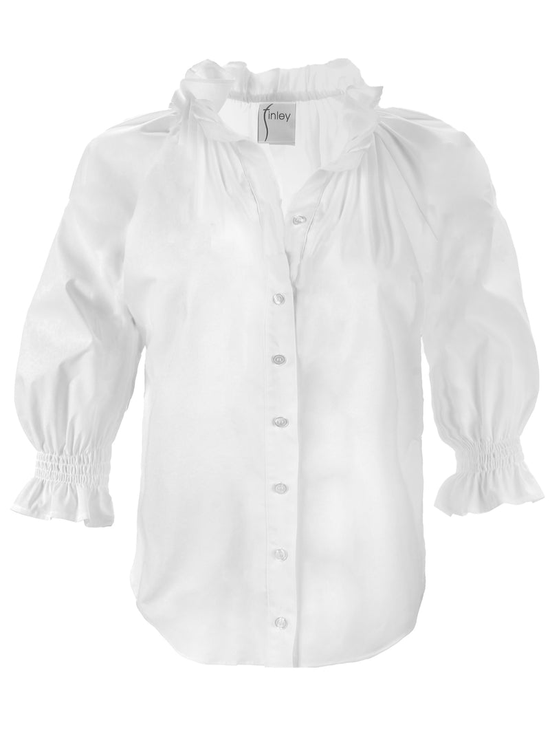 Finley Fiona Silky Poplin Shirt - White