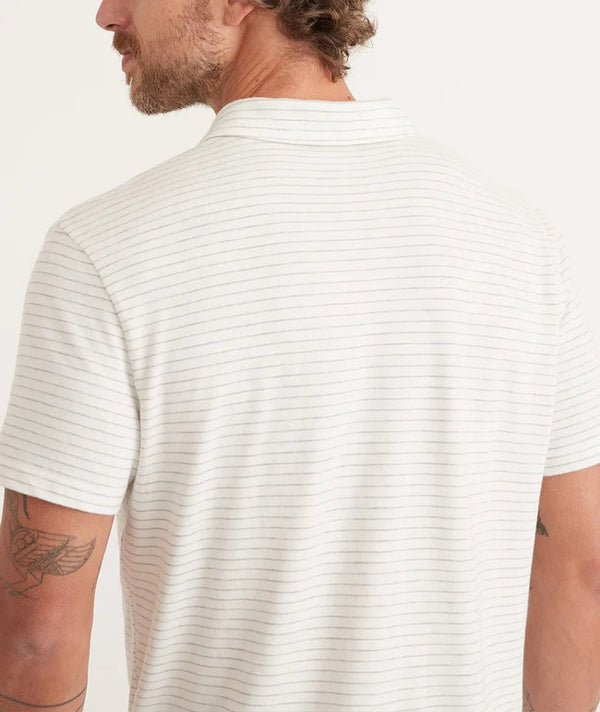 Lassen Short Sleeve Polo - Antique White/Grey Stripe