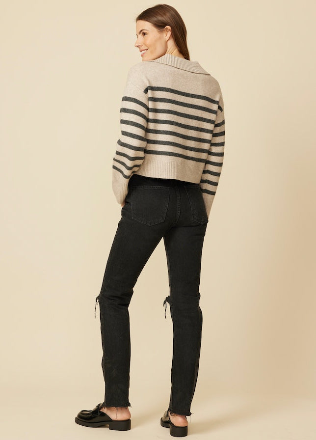 One Grey Day Lyon Knit Cardigan - Marble Stripe