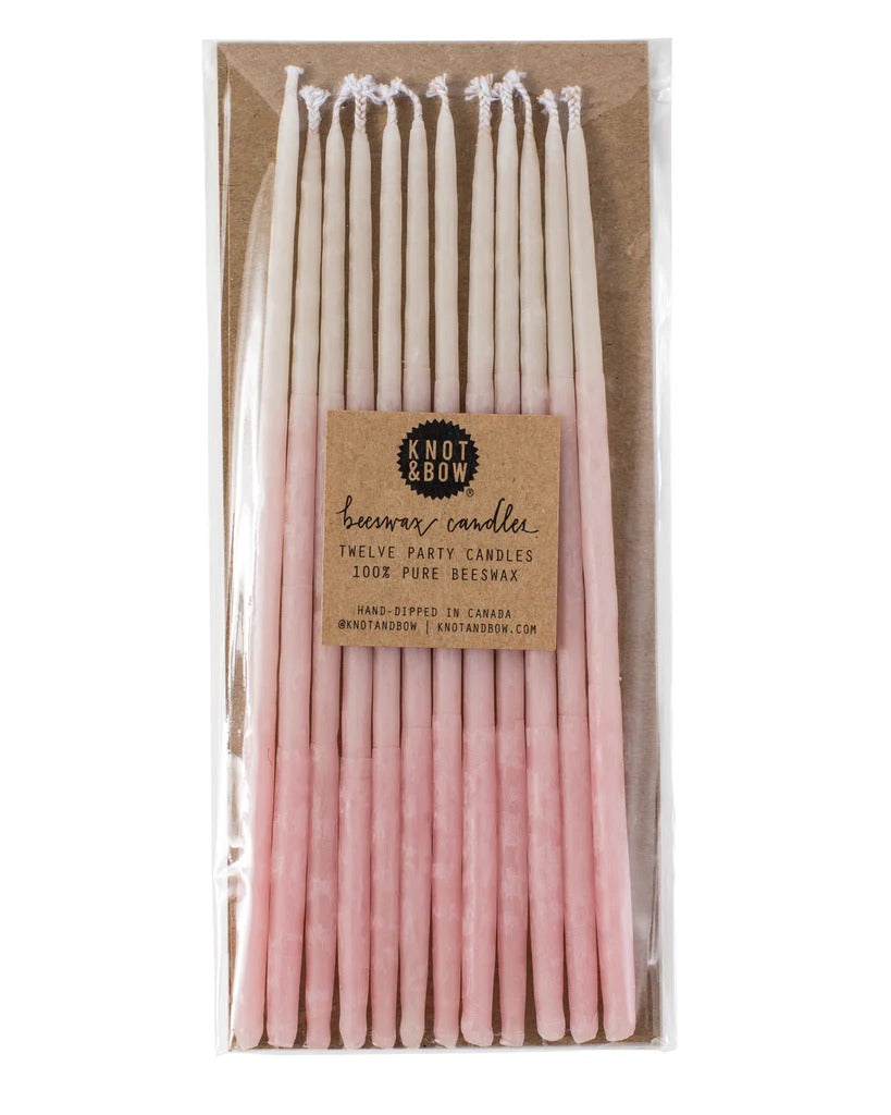 Tall Beeswax Birthday Candles - Pink Ombre