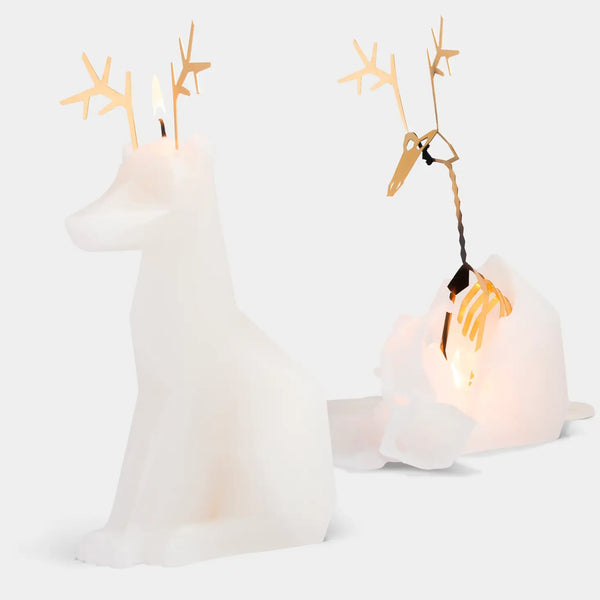 54 Celsius PyroPet Reindeer Candle - White