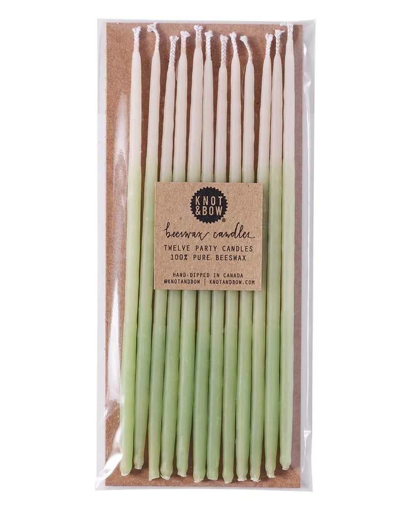 Knot & Bow Tall Beeswax Birthday Candles - Mint Ombre