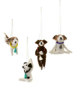 Cody Foster Downward Dog Ornament - Brown/White Criss Cross
