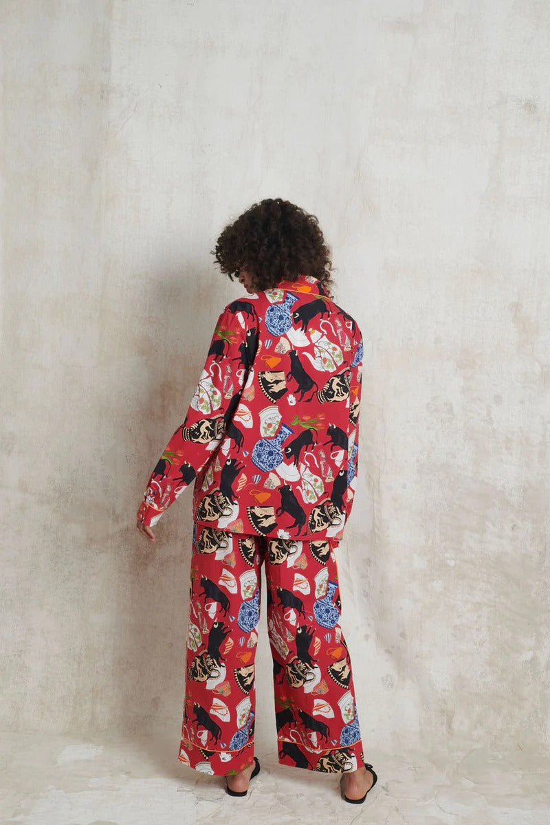 Karen Mabon Bull in a China Shop Organic Cotton Pajama Set - Garnet