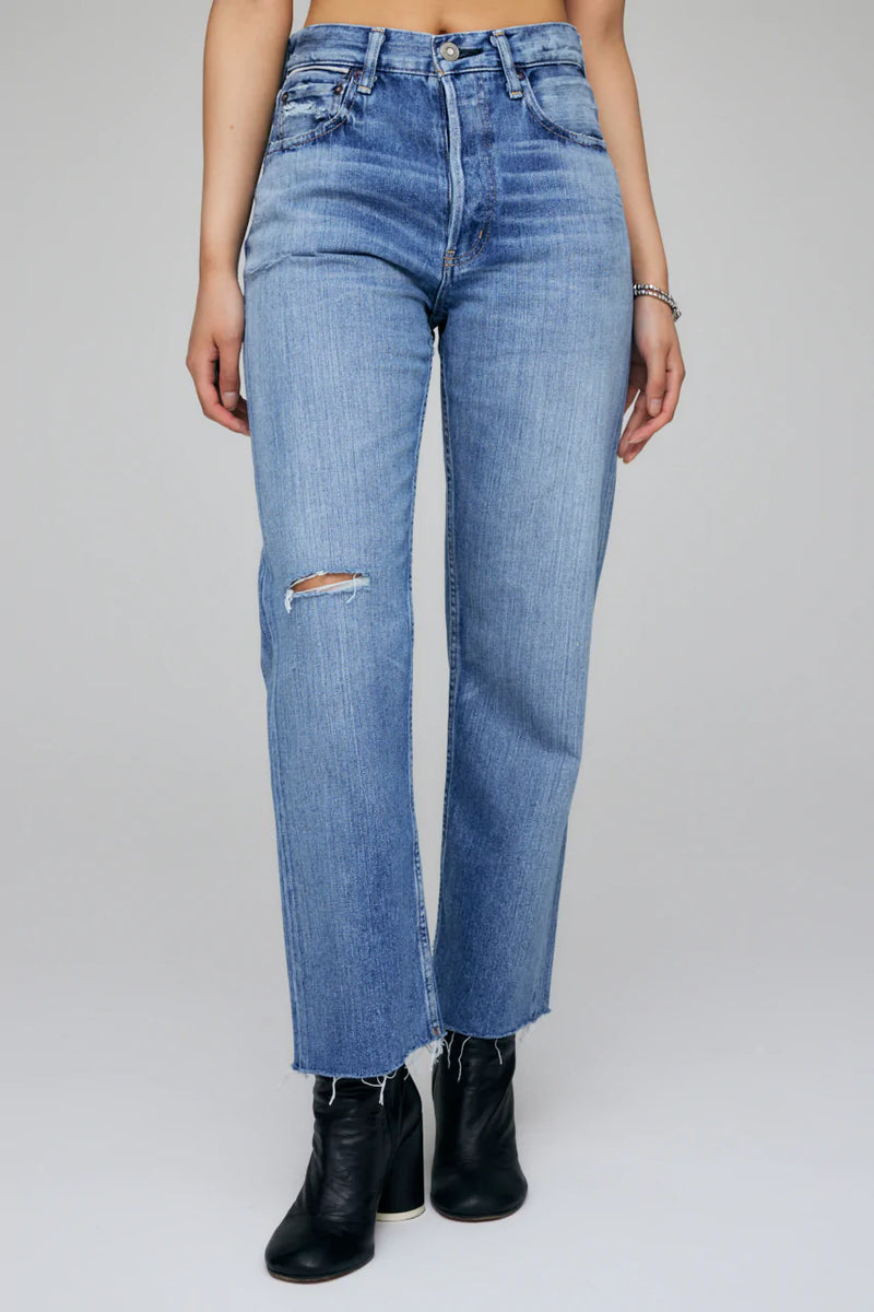 Moussy Fargo Cropped Wide Straight Leg - Blue
