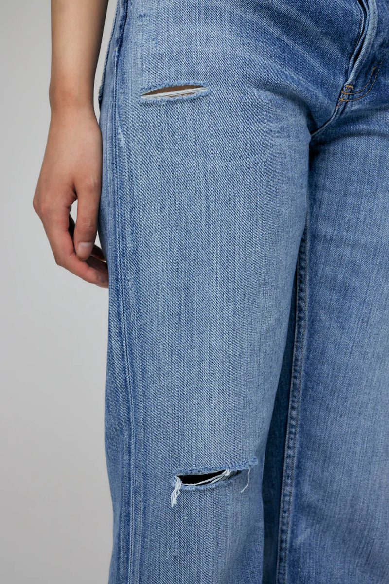 Moussy Fargo Cropped Wide Straight Leg - Blue