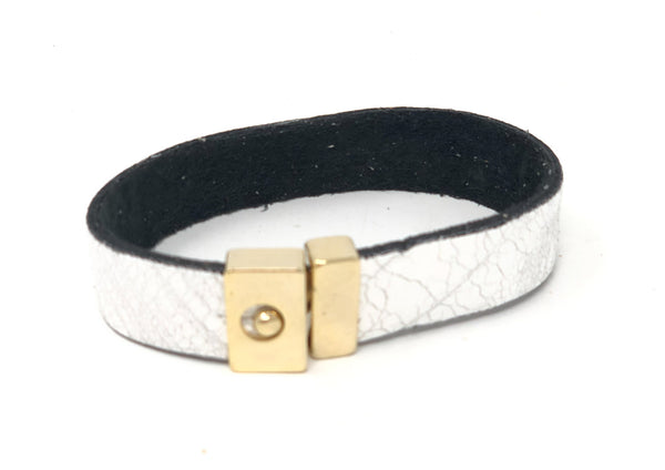 Thin Leather Cuff with Gold Buckle