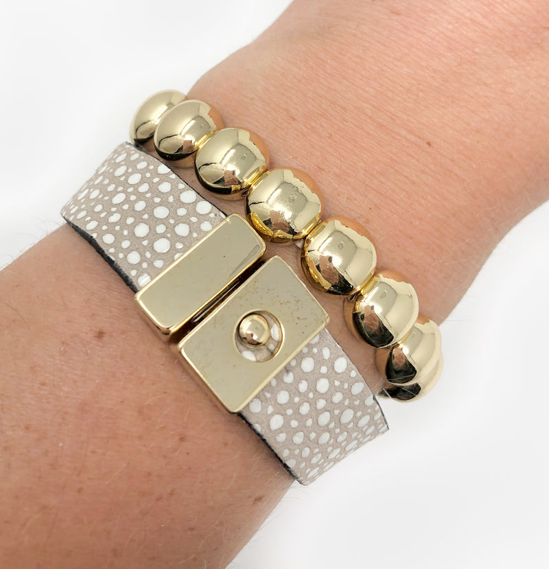 Thin Leather Cuff with Gold Buckle