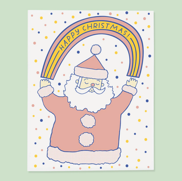 Rainbow Santa Card