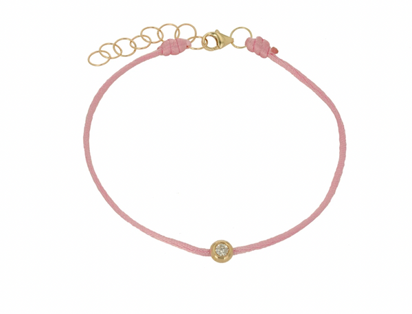 Diamond and Light Pink String Bracelet
