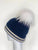 Linda Richards Navy/White Stripe Fur Pom Pom hat