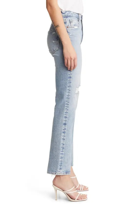 AG Jeans Saige High Rise Straight - Apparition Destructed
