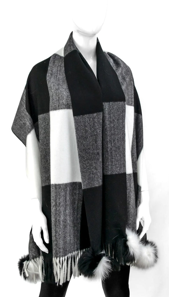 Mitchie's White and Black Extra Wide Colorblock Scarf