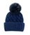 Knitted Hat W/Fox Pom Pom - Navy