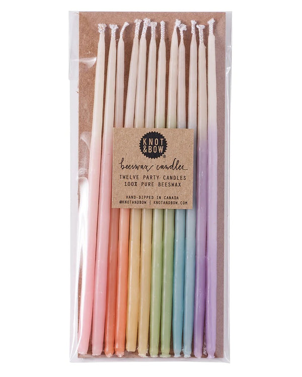 Knot & Bow Tall Beeswax Birthday Candles - Assorted Ombre