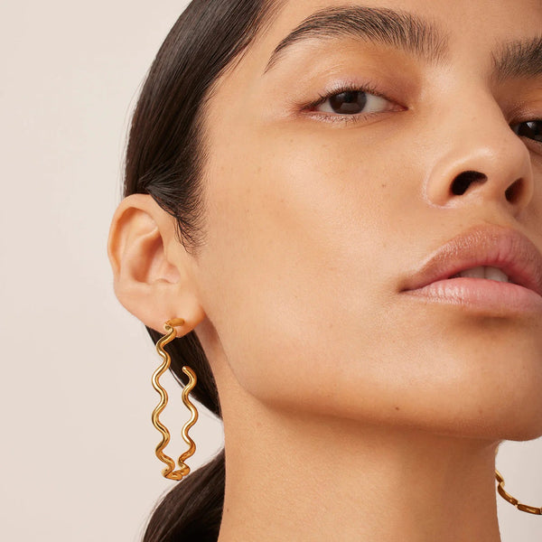 Jenny Bird Squiggle Hoops - Gold