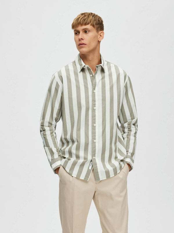 Selected Homme Striped Button Down Shirt - Vetiver
