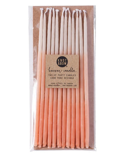 Knot & Bow Tall Beeswax Birthday Candles - Peach Ombre